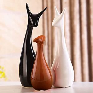 Deer Family Showpieces | Decorative Item for Home Living Room | Antique Artpiece for TV Unit Centre Table | Gift for House Warming | Ceramic Figurine (Black Brown & White)
