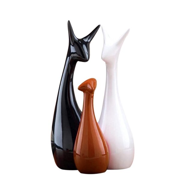 Deer Family Showpieces | Decorative Item for Home Living Room | Antique Artpiece for TV Unit Centre Table | Gift for House Warming | Ceramic Figurine (Black Brown & White)