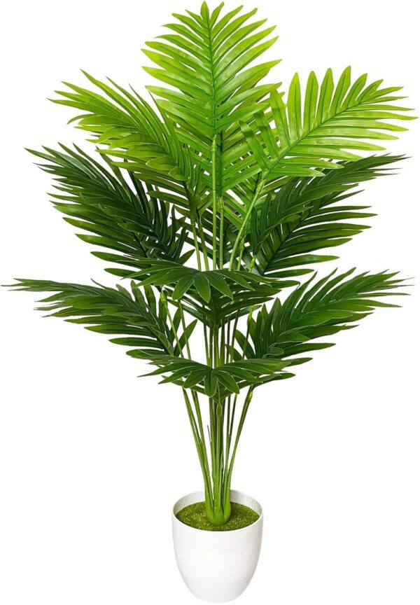 Dekorly Plastic Fake Plants Artificial Floor Plants Large Tropical Palm Dekorly Plastic Fake Plants Artificial Floor Plants Large Tropical Palm Tree Tall Monstera Plant in Pot Faux Plants for Indoor Outdoor Home (Areca | White Pot, Pack of One)