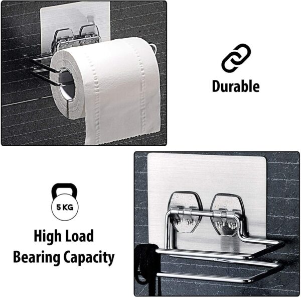 Deriz Toilet Paper Holder Set of 2, Wall Mounted Stainless Steel Tissue Roll Stand, Rust Proof Bathroom Accessory, Self Adhesive or Drill Installation for Washroom & Kitchen