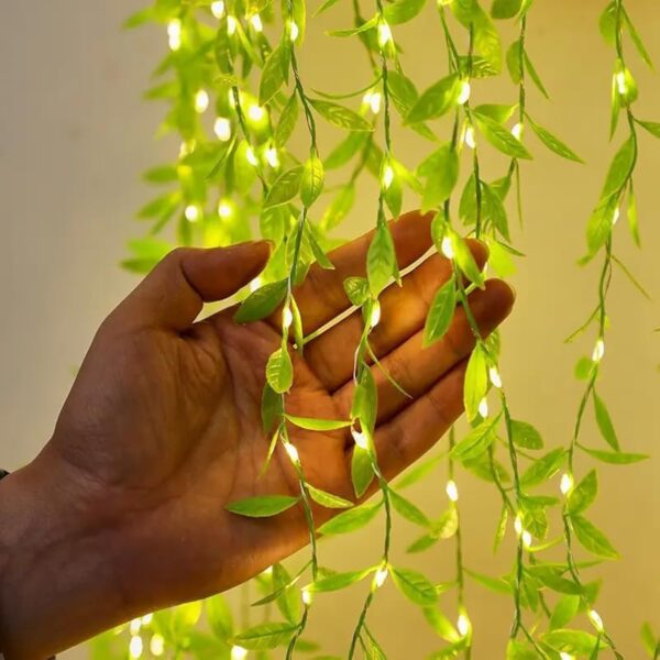 DesiDiya ®Artificial Leaf Curtain LED String Light, 200 LEDs, 8 DesiDiya ®Artificial Leaf Curtain LED String Light, 200 LEDs, 8 Modes, Adjustable Brightness, Perfect for Bedroom, Garden, Birthday & Festive Decor (10x3Feet, Green Color) Corded Electric