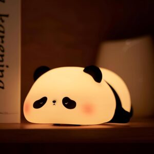Desidiya® Lying Panda Night Light - Soft Silicone Color-Changing LED Desidiya® Lying Panda Night Light - Soft Silicone Color-Changing LED Touch Lamp with Timer for Bedroom & Office
