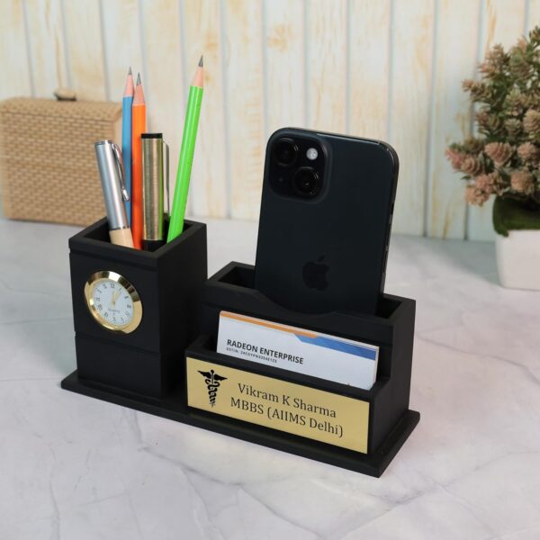 Deskart-Doctor-Pen-Stand-Customized-Desk-Organizer-for-Doctors-and-Medical-Aspirants-with-Pencil-Holder-Clock-Mobile-Visiting-Card-Holder-and-Personalized-Name-Engraved-Plate.jpg Deskart Doctor Pen Stand | Customized Desk Organizer for Doctors and Medical Aspirants with Pencil Holder, Clock, Mobile, Visiting Card Holder and Personalized Name Engraved Plate