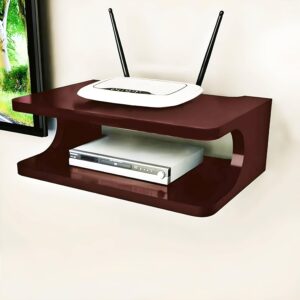Dime Store Set top Box Stand | WiFi Router Holder Dime Store Set top Box Stand | WiFi Router Holder Wooden Wall Shelves | Setup Box Stand for Home | Wall Mount Stylish WiFi Router Holder TV Cabinet Living Room Furniture