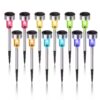 Dream Master Solar Outdoor LED Landscape Lights - Stainless Steel Solar-Powered Garden Lighting for Pathway, Walkway, Patio, Yard, Lawn - 12 Pack (Multicolor)