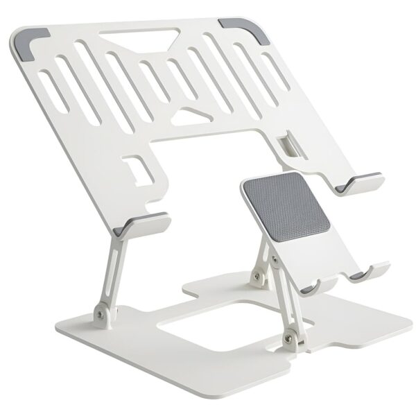 Dyazo 2 in 1 Adjustable Laptop Stand with Mobile Holder | Ergonomic, Foldable & Ventilated Riser Fits Upto 15.6 Inch Laptops | Compatible for MacBook, HP, Dell, Acer, Lenovo & Other Notebooks