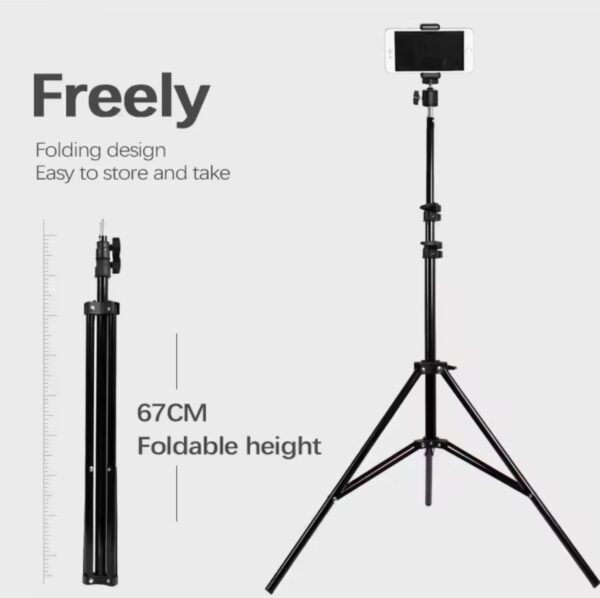 Dyazo Rotation Head 7 Feet Tripod Stand | Adjustable and Portable Design with Mobile Clip Holder Perfect for Photography, Videography & Live Streaming | Compatible with All Mobiles & Cameras (Black)