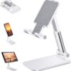 Dyazo Telescopic Multi Angle Adjustable and Foldable Mobile Phone Tabletop Stand, Anti Slip and Scratch Resistant, Compatible for Samsung Galaxy, MI, Vivo, iPhone, Oppo and All Mobile Phones- White