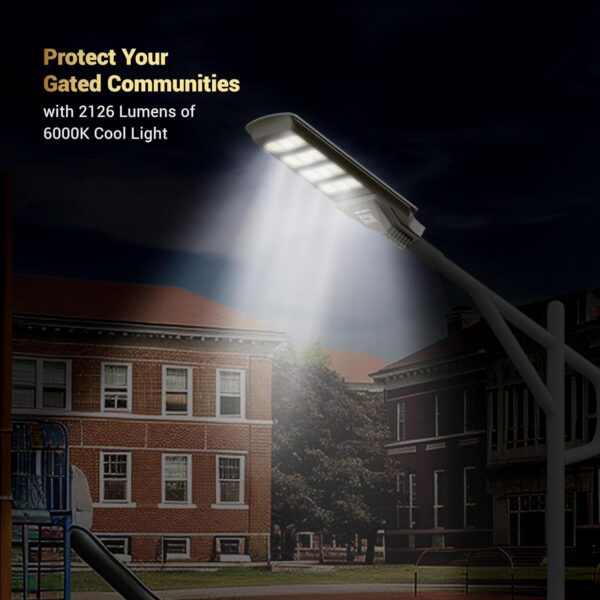 Dylect® Luxe Solar Street Light –400W with 110° Wide Beam Angle for Garden, Home, Parking &Pathway | 12Hr Runtime, with Microwave Motion Sensor & Remote Control| 6000K Cool White, PC Built (w/o Rod)