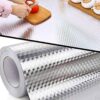 ELTON Kitchen Backsplash Wallpaper Oil Water Proof Heat Resistant Stainless ELTON Kitchen Backsplash Wallpaper Oil Water Proof Heat Resistant Stainless Steel Contact Paper Self Adhesive for Dishwasher Countertop Cabinet Drawer Shelf Liner (30x300cm, Silver Foil Mosaic)