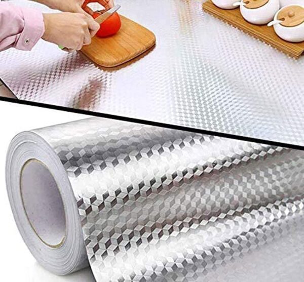ELTON Kitchen Backsplash Wallpaper Oil Water Proof Heat Resistant Stainless ELTON Kitchen Backsplash Wallpaper Oil Water Proof Heat Resistant Stainless Steel Contact Paper Self Adhesive for Dishwasher Countertop Cabinet Drawer Shelf Liner (30x300cm, Silver Foil Mosaic)