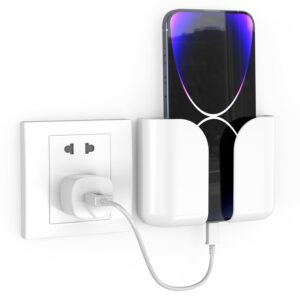 ELV Wall Mounted Mobile Smartphone Holder Storage Case for Phones with Strong Adhesive Strips | Wall Mount Mobile Stand/Multi-Purpose Stand for Phone Charging (White)