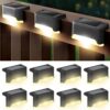EMBOX Solar Light Outdoor Garden Waterproof Stair Deck Pool Patio Fence Gate Yard Floor Step Railing Window Balcony Sunlight Pathway (Black 8, Standard)