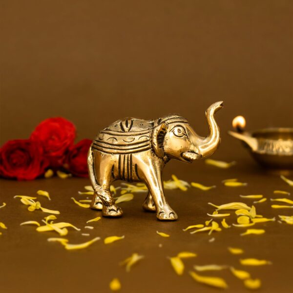 Ekhasa 100% Pure Brass Elephant Idol Showpiece Figurine Feng Shui (Small Size) | Vastu Items for Home Decor for Good Luck | Elephant Decorative Items Show Pieces for Living Room