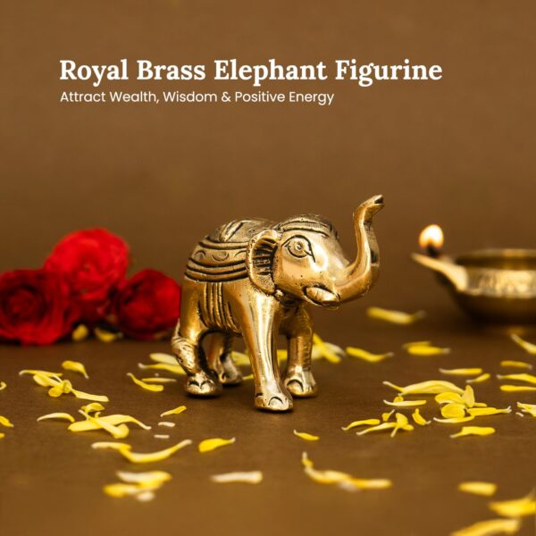Ekhasa 100% Pure Brass Elephant Idol Showpiece Figurine Feng Shui (Small Size) | Vastu Items for Home Decor for Good Luck | Elephant Decorative Items Show Pieces for Living Room