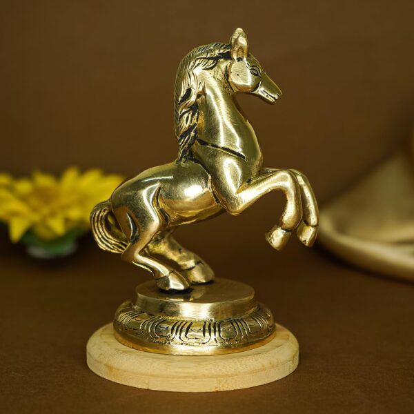 Ekhasa 100% Pure Brass Jumping Horse Statue Showpiece for Home Decor | Running Horse Statues for Vastu & Good Luck | Horse Show Piece for Office Table | Antique Brass Items for Housewarming Gift