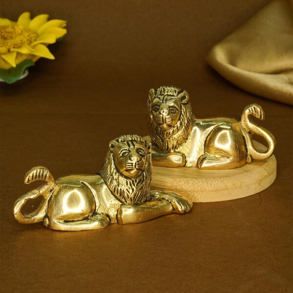 Ekhasa 100% Pure Brass Lion Showpiece for Home Decor Living Room Decorative Items | Showpieces Gift Items for Home Decoration | Center Table TV Unit Showcase Shelf Office Desk Interior Artifacts