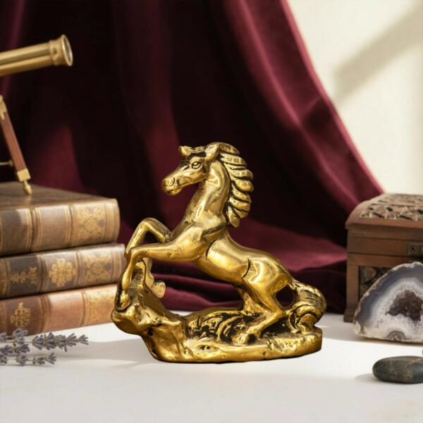 Ekhasa 100% Pure Brass Running Horse Statue Showpiece for Home Ekhasa 100% Pure Brass Running Horse Statue Showpiece for Home Decor | Running Horse Statues for Vastu & Good Luck | Horse Show Piece for Office Table | Antique Brass Items for Housewarming Gift