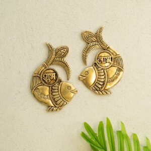 Ekhasa 100% Pure Brass Shubh Labh for Door Entrance | Traditional Brass Wall Hanging for Main Door & Home Decor | Auspicious Subh Labh Hanging for Diwali, Pooja & Gift Purpose