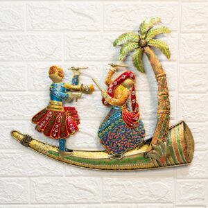 Ekhasa Nostrae Rajasthani Dancers Metal Wall Decoration Items for Living Ekhasa Nostrae Rajasthani Dancers Metal Wall Decoration Items for Living Room, Bedroom | Rajasthani Art Sculpture for Wall Decor | Perfect Wall Hanging for Home Decor, Sofa Wall Decor & Office Decor
