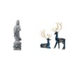Elegant Guan Yin and Reindeer Statue Set Unique Feng Shui Elegant Guan Yin and Reindeer Statue Set Unique Feng Shui Buddhist and Deer Figurines for Home Office Hallway Bedroom Fireplace Desktop Decor