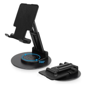 Elfora Tablet Stand with 360° Rotatable Base | Multiple Height & Angle Adjustments and Foldable Design | Compatible with iPad Pro 12.9/11/Air/Mini, Samsung Galaxy Tabs and All Android Tablets (Black)
