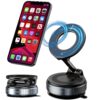 Elfora Vacuum Magnetic Dashboard Phone Holder | 360° Adjustable & Foldable Hands-Free Suction Mount for Car/Gym/Mirror | Strong MagSafe Compatible with iPhone Android and All Smartphones (Black)
