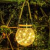 Epyz Led Solar Light Outdoor Garden Home Hanging Jar Light Waterproof Crackle Glass Lights For Party Wedding Christmas Decoration [ Warm Yellow, Pack of 1 ]