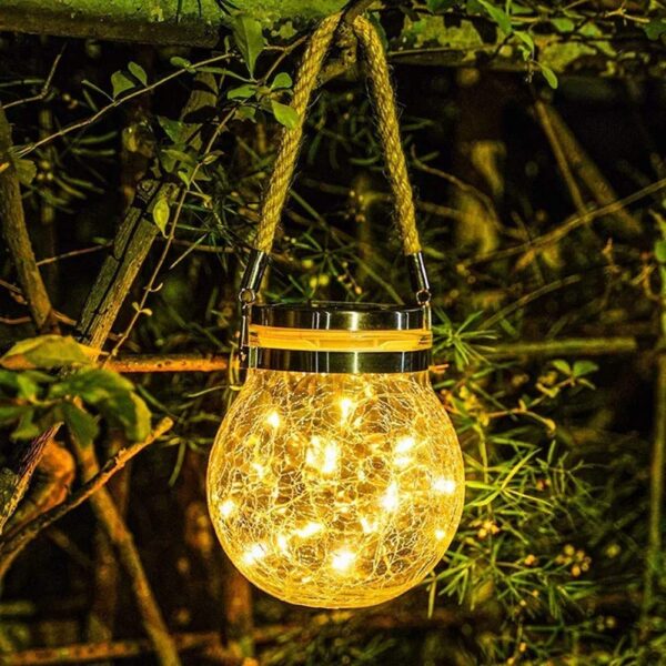 Epyz Led Solar Light Outdoor Garden Home Hanging Jar Light Waterproof Crackle Glass Lights For Party Wedding Christmas Decoration [ Warm Yellow, Pack of 1 ]