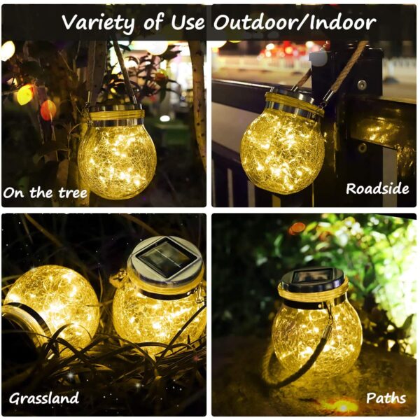 Epyz Led Solar Light Outdoor Garden Home Hanging Jar Light Waterproof Crackle Glass Lights For Party Wedding Christmas Decoration [ Warm Yellow, Pack of 1 ]