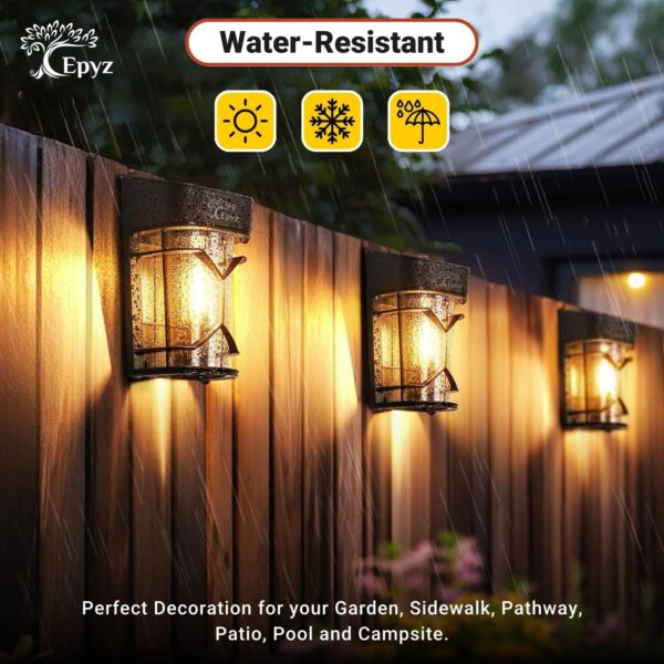 Epyz Plastic Solar Wall Light Outdoor Waterproof Garden Decoration Wall Lamps, IP64 Waterproof Doorway, Balcony,Fence Decor [ Warm Yellow Pack of 1 ]