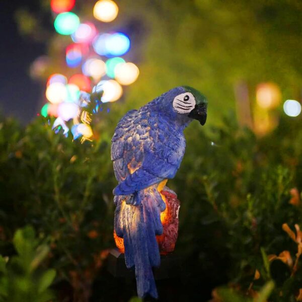 Epyz Solar Garden Lights, Outdoor Decorative Resin Parrot Solar LED Lights with Stake for Garden Lawn Pathway Yard Decortions (Warm Yellow Light, Blue)