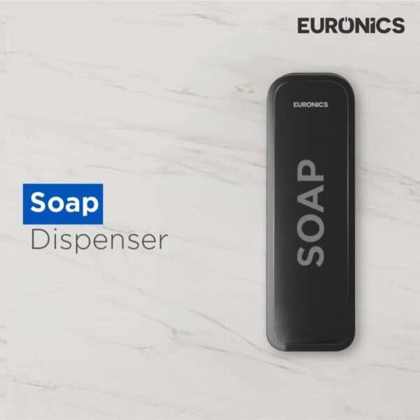 Euronics BEA51 300ml Manual Soap Dispenser Wall Mounted | ABS Plastic Refillable Gel & Liquid Soap Dispenser | Compact Hygienic Handwash Dispenser for Bathroom, Kitchen, Office & Hotel | Black & Grey