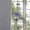 Evil Eye Wind Chimes for Home 27 Inch | Silver Metal Pipe Wind Chime with Evil Eye Protection | Feng Shui Wind Chimes for Balcony, Bedroom & Home Décor