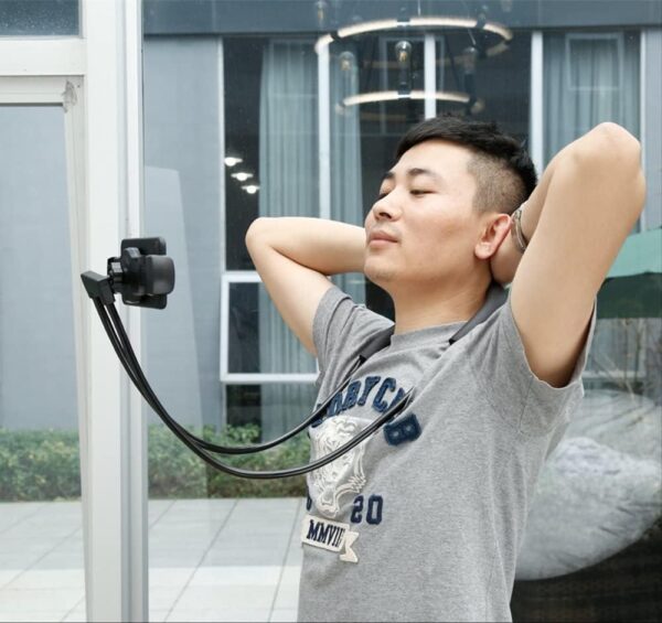Exxelo (Special 𝟭𝟬 𝗬𝗲𝗮𝗿𝘀 𝗪𝗮𝗿𝗿𝗮𝗻𝘁𝘆 Portable Neck Hanging Phone Stand with Adjustable Angle & 360° Rotation – Perfect for Watching Movies, Live Streaming, Facetime & Gaming