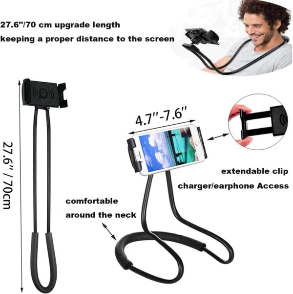 Exxelo (Special 𝟭𝟬 𝗬𝗲𝗮𝗿𝘀 𝗪𝗮𝗿𝗿𝗮𝗻𝘁𝘆 Portable Neck Hanging Phone Stand with Adjustable Angle & 360° Rotation – Perfect for Watching Movies, Live Streaming, Facetime & Gaming