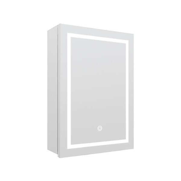 FC 16 * 24 SS LED Mirror Cabinet/Premium 304 Stainless Steel Chrome Finish Bathroom Accessories Mirror Cabinet with LED Light (16 x 24 Inches, Silver)