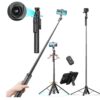 FKU C17 Auto Face Tracking AI Gimbal Selfie Stick Tripod Stand, Detachable Bluetooth Remote Compatible for iPhone/Android, Best for Vlogging/Photo Shoot (C17 AUTO FACE Tracking SEFIE Stick)