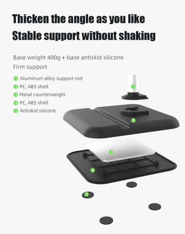 FKU Universal Mobile Stand for Table with Adjustable Height, 360 Degree Rotation Mobile Holder for Table & Bed Compatible with All Smartphones (4 in 1 Mobile Stand)