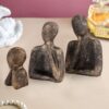 Family of Three Ornaments Abstract Home Souvenirs Statues Decoration for Home Character Brown