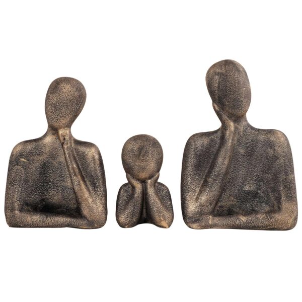 Family of Three Ornaments Abstract Home Souvenirs Statues Decoration for Home Character Brown