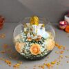 FlowerAura Fresh Live 6 Peach Roses Flowers Bouquet with Ganesha Idol in Fish Bowl for Living Room, Table Decor, Home Decor, Temple Decor, Gift for Religious Events & Occasions (Same Day Delivery)