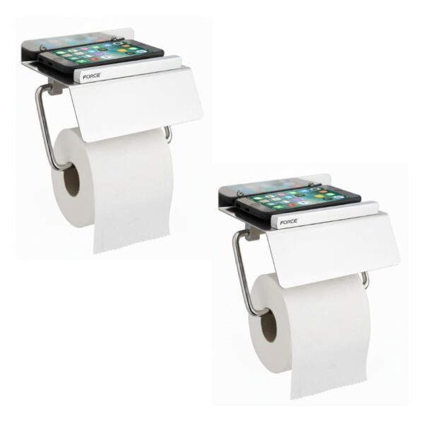 Force Toilet Paper Roll Holder with Mobile Stand, Stainless Steel Force Toilet Paper Roll Holder with Mobile Stand, Stainless Steel Toilet Paper Hanger with Stand in Bathroom, Toilet Paper Holder, Toilet Tissue Roll Holder for Bathroom, Pack of 2