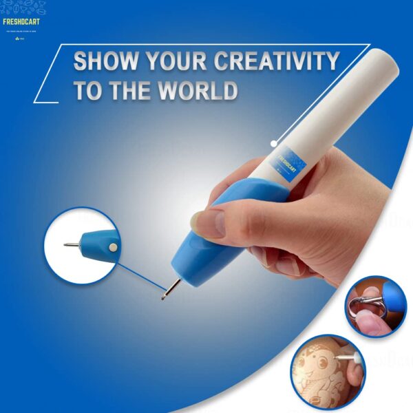FreshDcart FDC-12A Electric Engraving Pen – Compact Engraving Machine for Metal, Glass, Jewellery, Wood &Plastic with Extra Nib – Ideal Tool for Crafting and Marking Tasks (White)