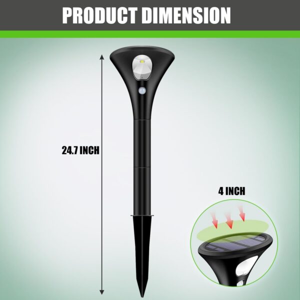 GIGALUMI GL-181 Solar Spike Light 1500mAh Battery with 6V Panel 6000K LED Source 120° Sensing Angle PIR Sensor Outdoor Garden Stake Lamp for Yard Pathway Patio Decor (1Pc, Warm White)