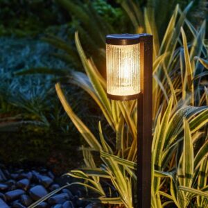 GIGALUMI GL-233 Solar Pathway Lights 800mAh Battery Filament Bulb Outdoor Waterproof Lamp with 2V Panel for Garden Yard Decor (1 Pc, Warm White)