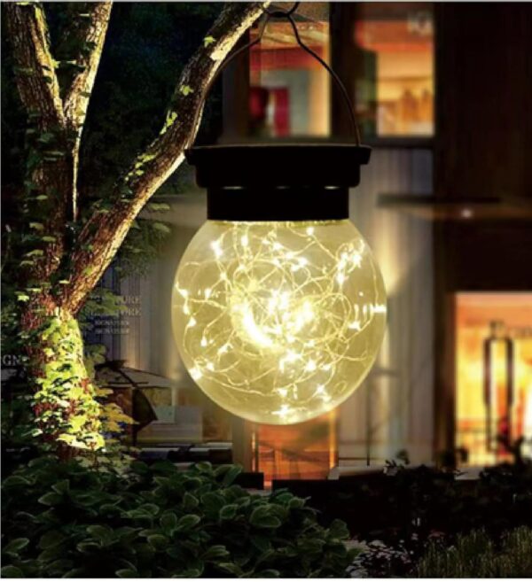 GIGALUMI GL-505 30 LED Solar Light Outdoor Lantern with 5.5V GIGALUMI GL-505 30 LED Solar Light Outdoor Lantern with 5.5V Panel 1200 mAh Battery & 4 Modes Hanging Globe Jar Lamp for Garden Lawn Patio Yard (Pack of 1, Warm White)