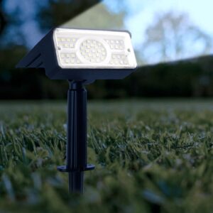 GIGALUMI GL-701 Solar Landscape Spotlight 49 LED 1500mAh Li-ion Battery Outdoor Light 160lm Ground Spot Lamp with 1W Polysilicon Panel for Yard Garden Driveway Porch Patio (Pack of 1)