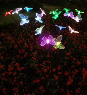 GIGALUMI GL-910 8 LED Solar Butterfly String Light with 2V GIGALUMI GL-910 8 LED Solar Butterfly String Light with 2V Panel 600mAh Battery IP65 Waterproof Fairy Lamp for Wedding Lawn Outdoor Garden Yard Patio Decoration (1Pc, Multicolor)
