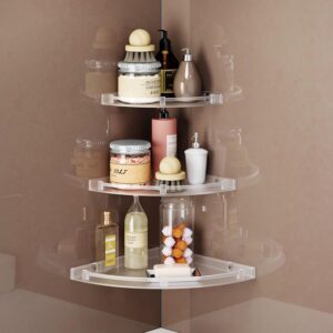 GLOXY Premium ABS Bathroom Corner Shelf/Rack/Stand Combo Pack of 3 GLOXY Premium ABS Bathroom Corner Shelf/Rack/Stand Combo Pack of 3 - Multipurpose Unbreakable Transparent Bathroom Accessories Set - Package Contains Corner Shelves Size as 7", 9" & 11"